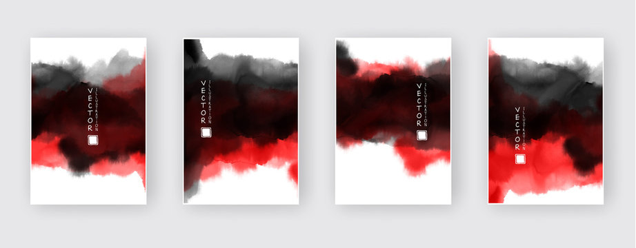 Black red ink brush stroke on white background. Japanese style.