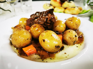 roasted meat with potatoes