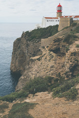 Fototapeta na wymiar Cape St Vincent (Cabo de Sao Vicente) Lighthouse in Sagres, Portugal, the most Southwestern point in continential Europe