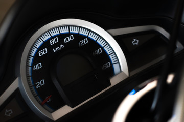 Speedometer of motorcycle speed in kilometers per hour