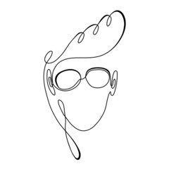 One continuous single drawn art line portrait of a young boy beauty and fashion . Isolated image minimalist vector illustration for t-shirt,concept slogan logo design print graphics style