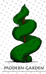 Creative hand drawn sketch of a cut pine tree.