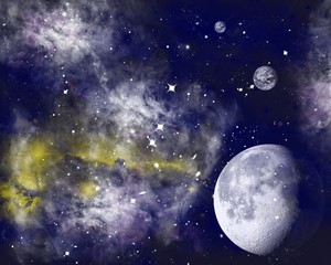 Naklejka na ściany i meble Universe filled with stars, nebula and galaxy. Galaxy background