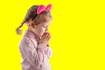 little girl pray. Faith and the Bible concept.