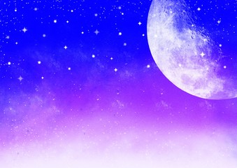 Colorful space shot of milky way galaxy with stars on a night sky. Universe filled with stars, nebula