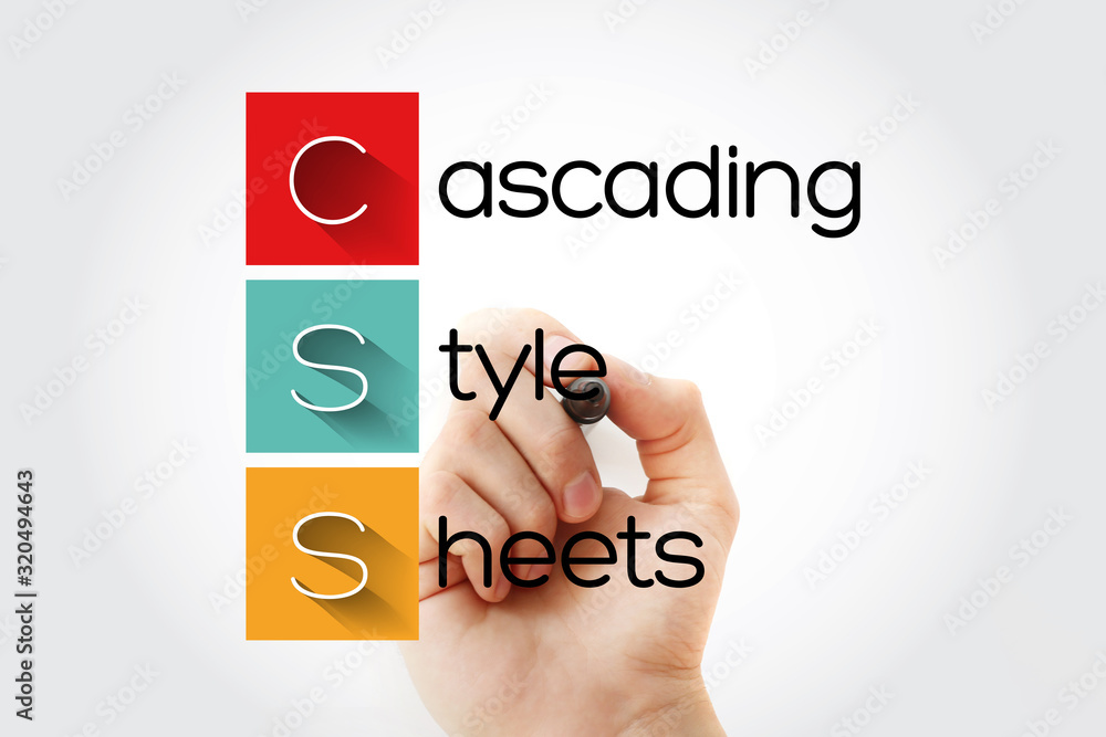 Poster css - cascading style sheets acronym with marker, technology concept background