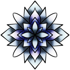 Colorful mandala illustration. Symmetry art. Zen meditation ornament. Chakra symbol