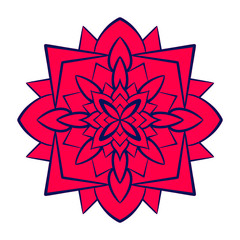 Colorful mandala illustration. Symmetry art. Zen meditation ornament. Chakra symbol