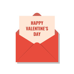 card with happy valentine's day message in opened envelope