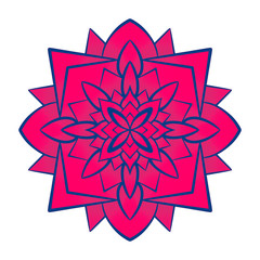 Colorful mandala illustration. Symmetry art. Zen meditation ornament. Chakra symbol