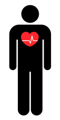 ハートの鼓動と人のアイコン