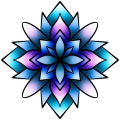 Colorful mandala illustration. Symmetry art. Zen meditation ornament. Chakra symbol