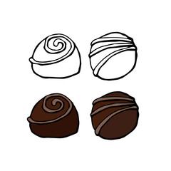 Chocolate candies vector set illustration bonbon isolated on white background.
