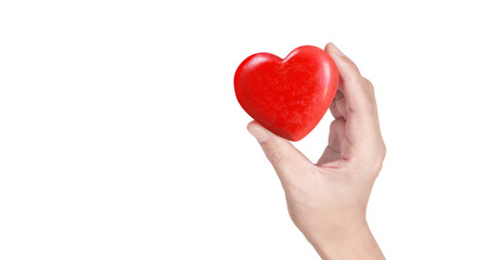 Hands holding red heart, heart health, and donation concepts