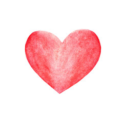 Hand drawn sketch doodle watercolor red pink heart isolated on white background. Valentine love charity donation health concept. Greeting card poster banner template