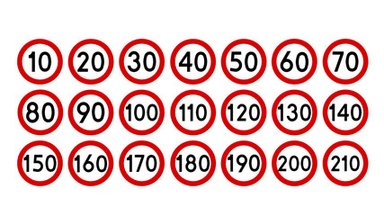 Znaki zakazu ograniczenie prędkości - obrazy, fototapety, plakaty