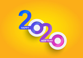Abstract happy New Year 2020 logo text design. Cover of business. Brochure design template, card, banner. Vector illustration.