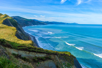 Fototapeta premium The coast of Zumaia on a clear day
