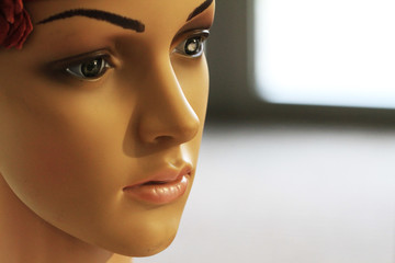 detail of plastic figurine head