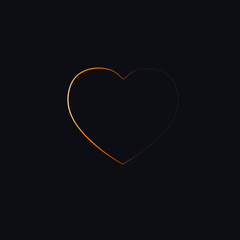 Vector heart isolated on black background, happy valentine's day