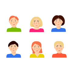 Cartoon vector character. Cute users for web. People flat  avatar icons.