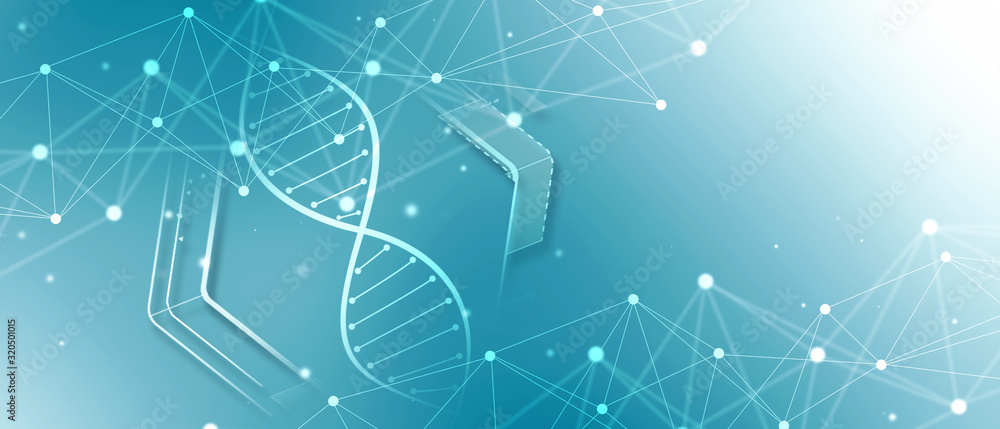 Poster 2d render of dna structure, abstract background