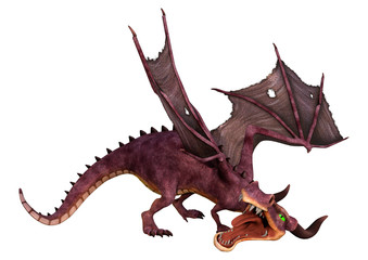 3D Rendering Fairy Tale Dragon on White