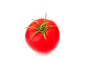 Fresh ripe red tomatoes on white background.