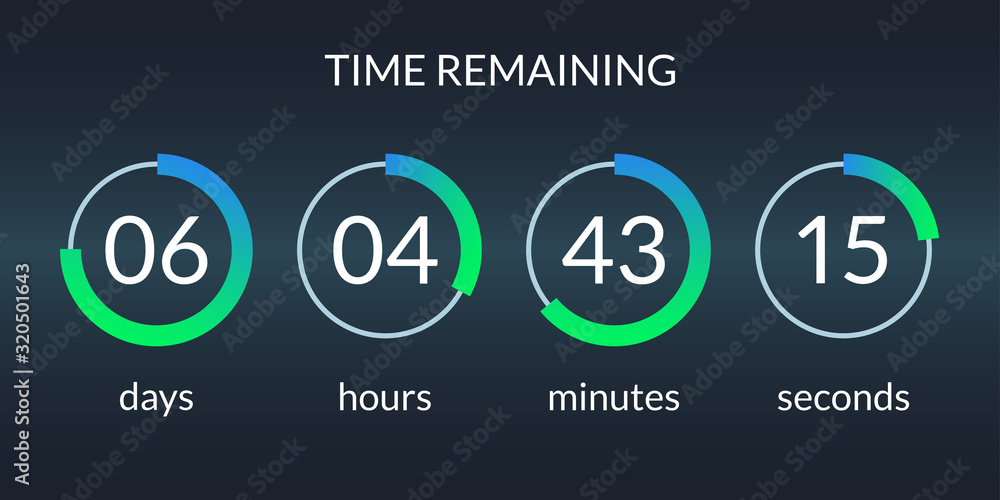 Wall mural countdown timer. time counter with digital scoreboard. time remaining display. vector illustration.