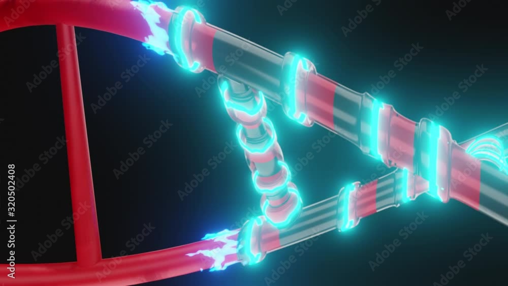 Poster editing dna double helix with depth of field. animation of dna construction and deconstruction dna r