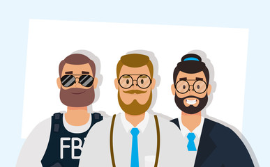 group of big men characters