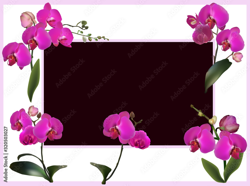 Canvas Prints purple orchids in decorated  black frame