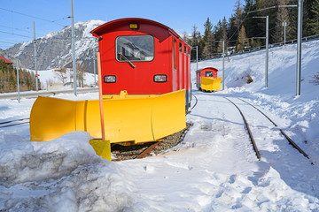 Eisenbahnschneepflug, Hospental, Uri, Schweiz