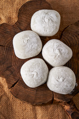 Daifuku mochi on wooden board 