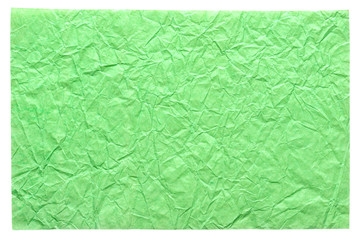 Isolated crumpled sheet paper texture in green color for your beautiful greetings card look.