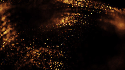 Fototapeta na wymiar Abstract colorful background and texture, festive golden expensive tones, Thousand small glowing particles flying on a black background.