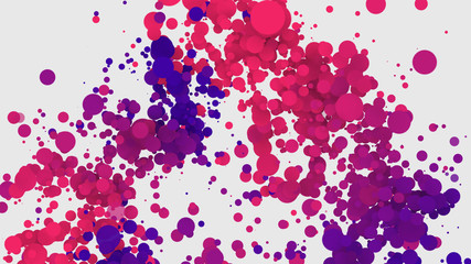 Abstract background and texture, liquid drops of paint blue and pink, particles desigh