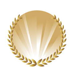 アイキャッチに使える高級なイメージの金色月桂樹、フレーム、メダル、王冠ベクター素材