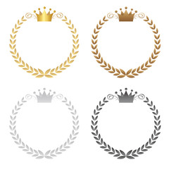 注目度No.1愛としてアイキャッチに使える高級なイメージの金銀月桂樹、フレーム、王冠ベクター素材