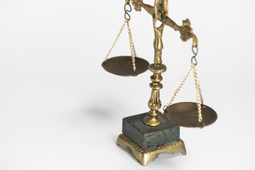 Law and justice concept. White background with copy space.