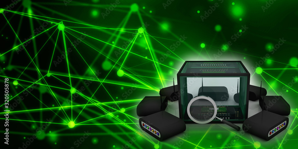 Poster 3d rendering transmitter wifi