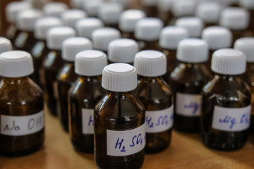 image of bottles with chemicals