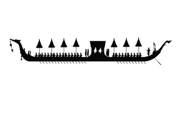 The Royal Barge Suphannahong silhouette isolated on white background