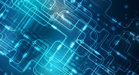 2d illustration Abstract futuristic electronic circuit technology background
