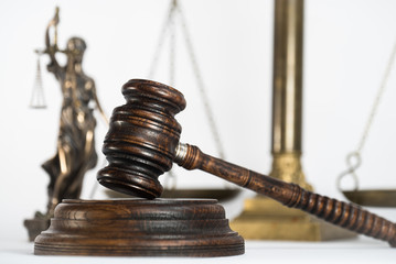 Judge's gavel.  Law and justice concept. White background with copy space.