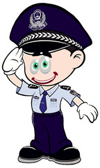 police person is saluting to everyone in uniform