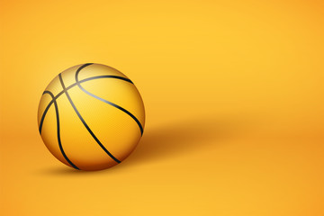 Obraz premium Basketball ball on bright yellow background. Modern Concept Illustration of sport equipment. Minimalistic style. Basketball fun vector Illustration.