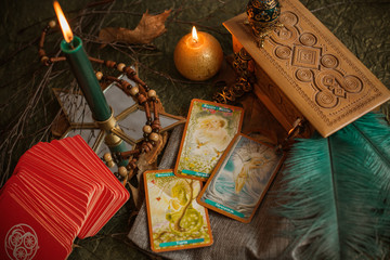 Europe, Ukraine. Kiev February 2: Illustrative Editorial. Concept of divination predictions on tarot cards and other magic