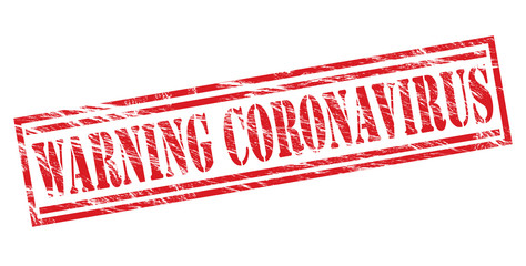 warning coronavirus red stamp on white background.