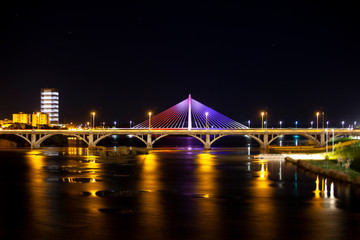 bridge over the guadiana river at night